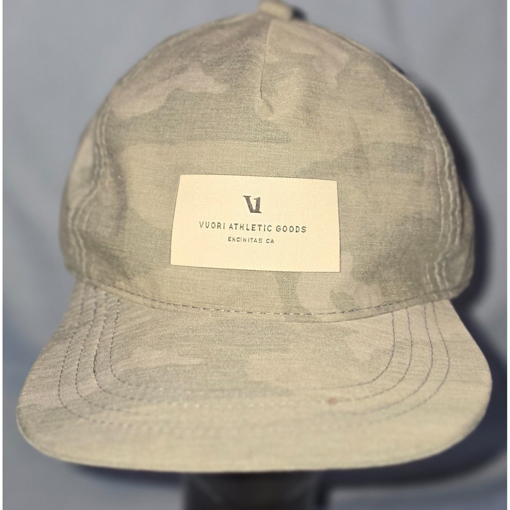 Vuori Hat Gray Camo Strapback Cap Running Packable Lightweight